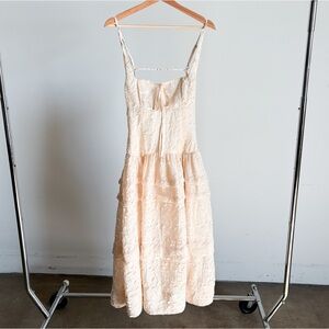 NWOT For Love And Lemons Textured Tiered Midi Dress Sz Small